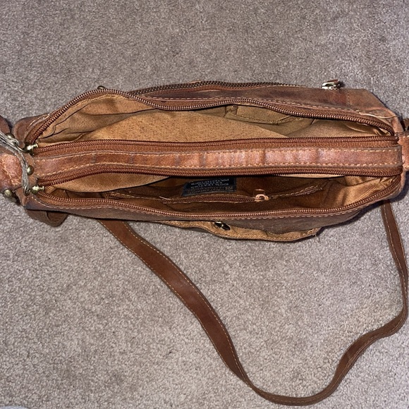 100% Leather Shoulder Purse Brown - Picture 6 of 14